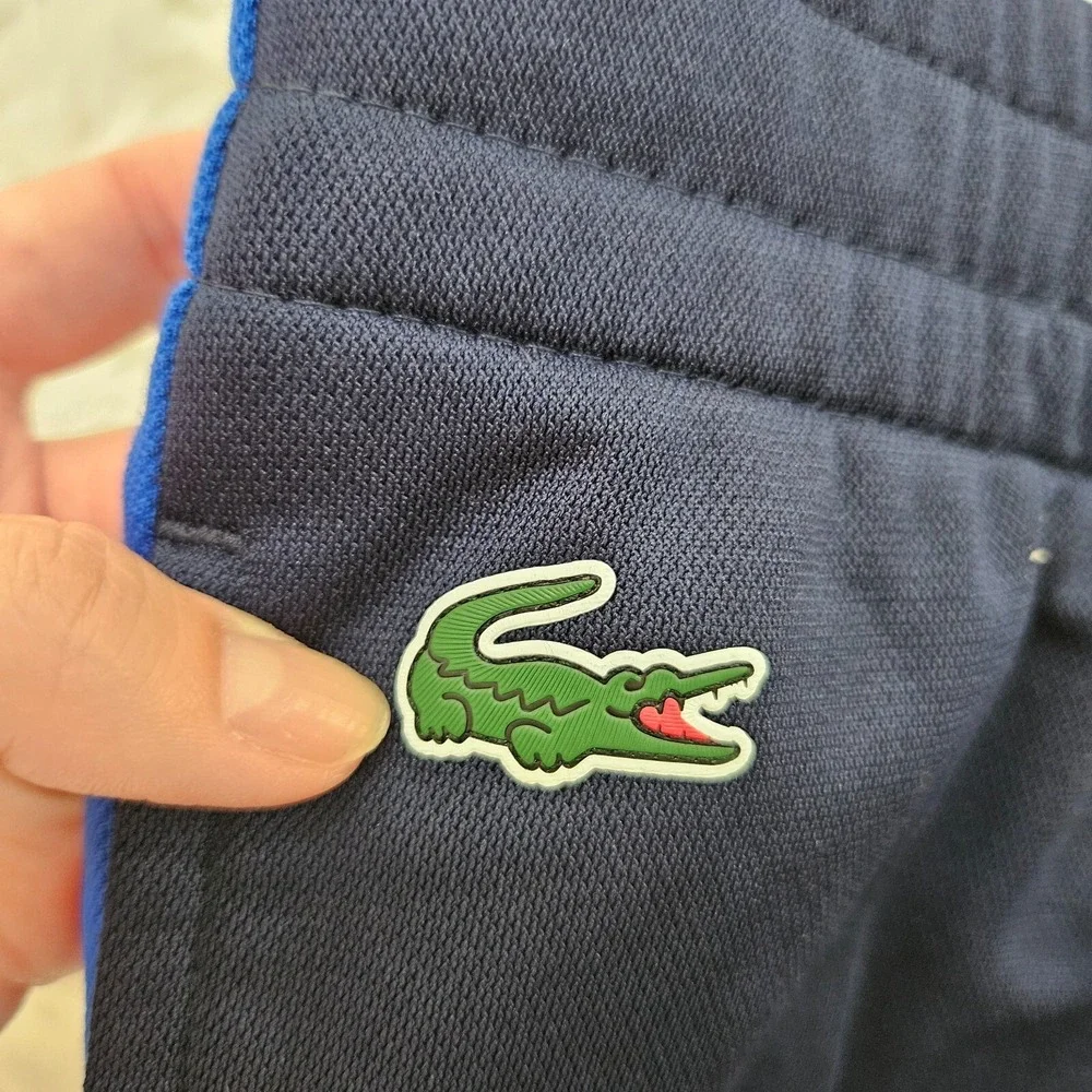 Lacoste Sport Mens Track Pants Navy Blue Royal‎ Stripe Joggers 2XL Drawstring